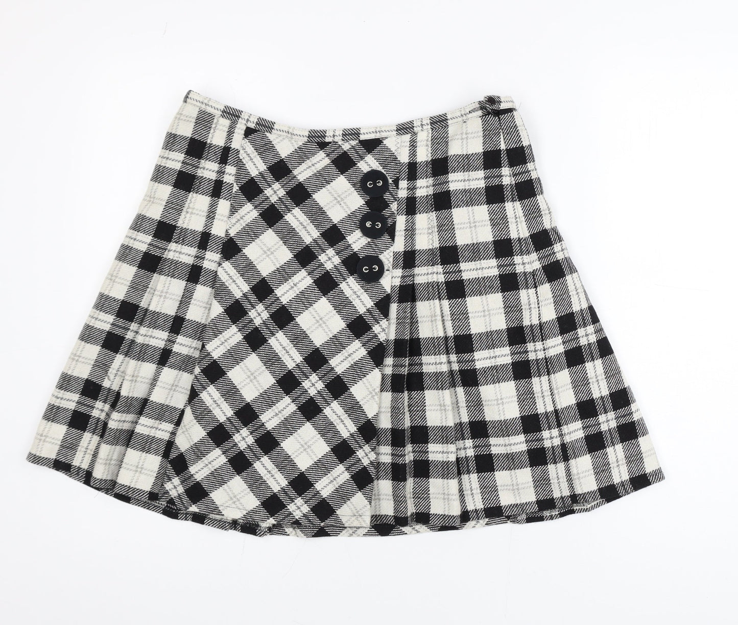 Marks and Spencer Women’s Black Plaid A-Line Wool Skirt Size 14L