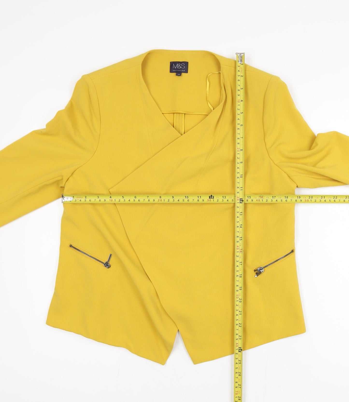 Marks and Spencer Women Yellow Blazer Size 14 Tailored Jacket