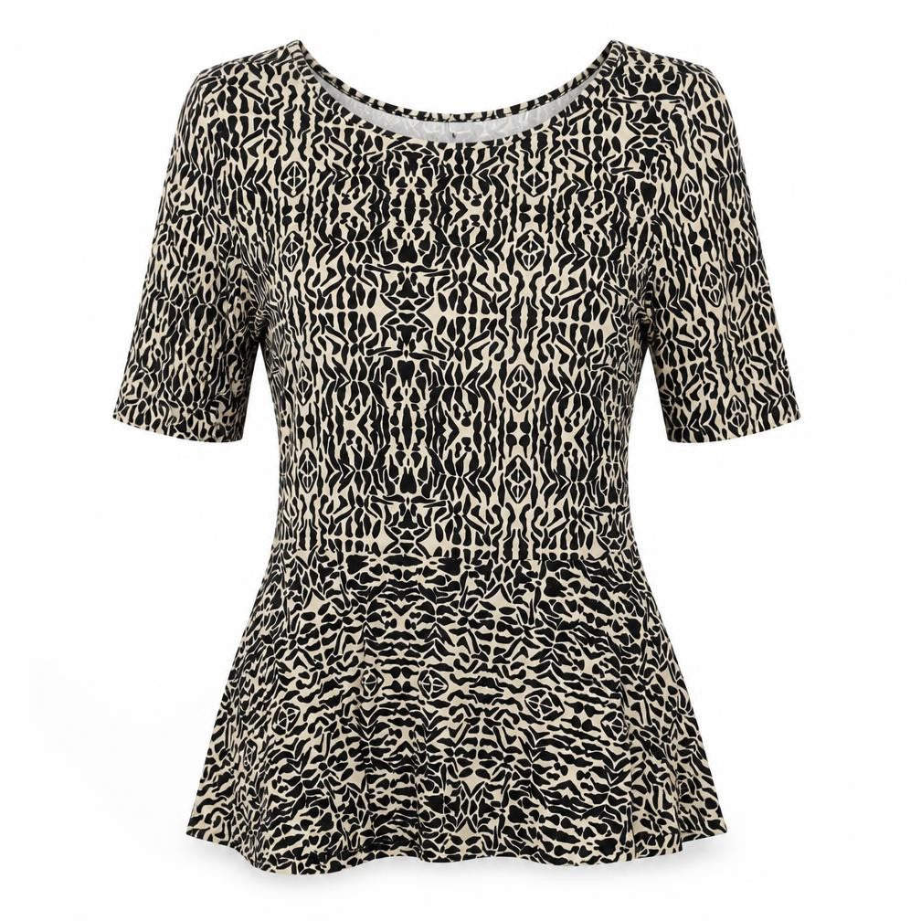 Marks & Spencer Women's Beige Black Peplum Top Size 8