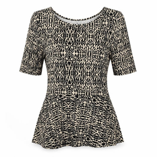 Marks & Spencer Women's Beige Black Peplum Top Size 8