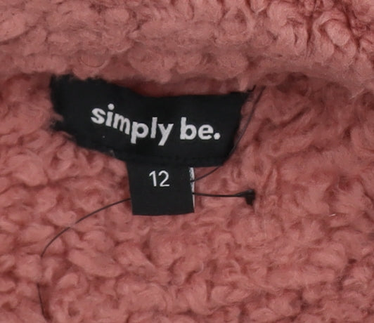 Simply Be Women Pink Size 12 Teddy Fleece Snap Button Sweatshirt