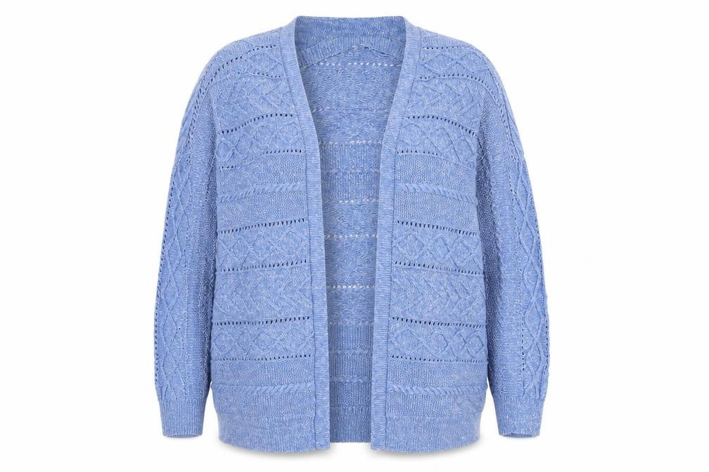 M&Co Women’s Blue Cotton Knit Open Cardigan XL