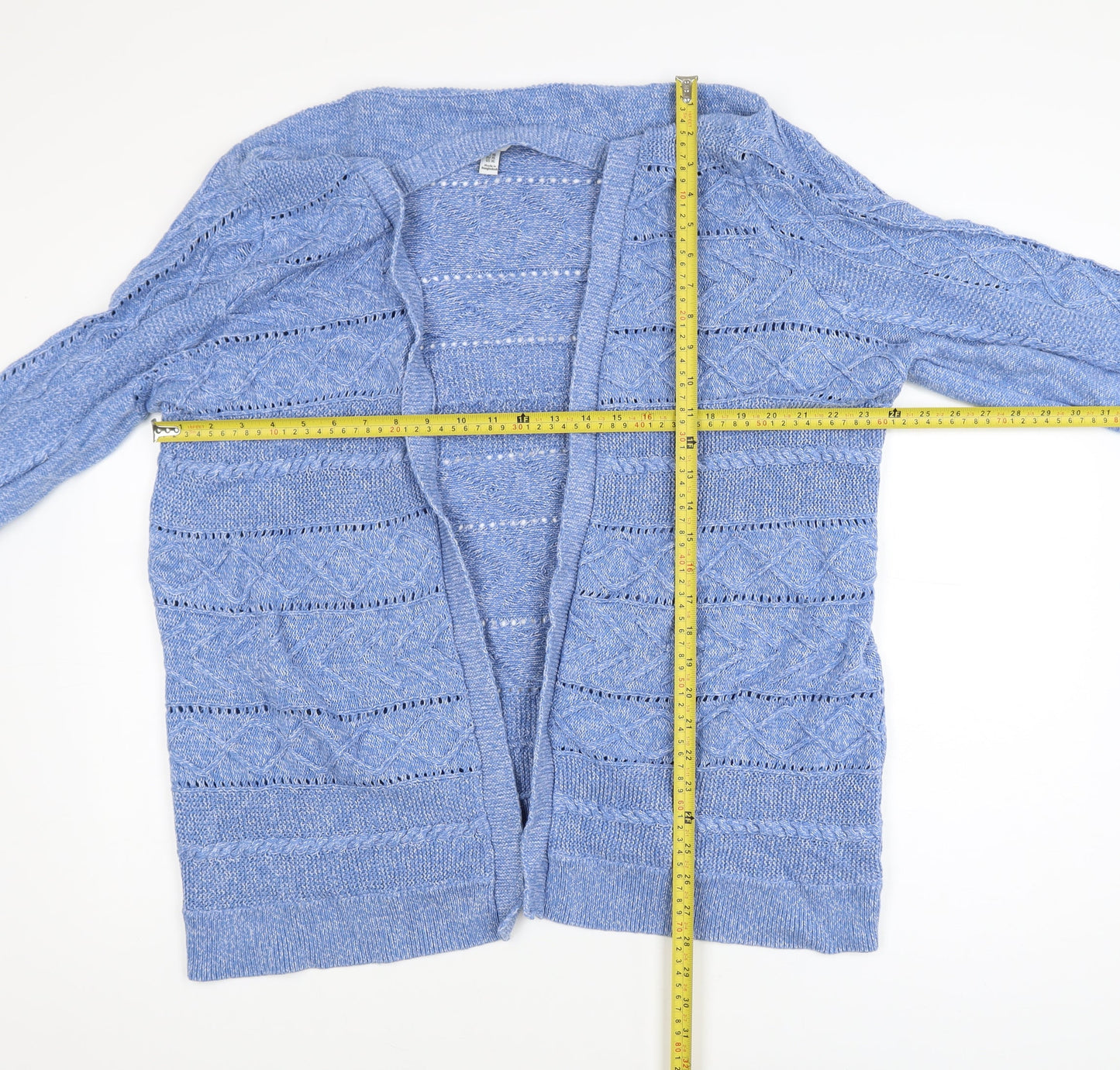 M&Co Women’s Blue Cotton Knit Open Cardigan XL