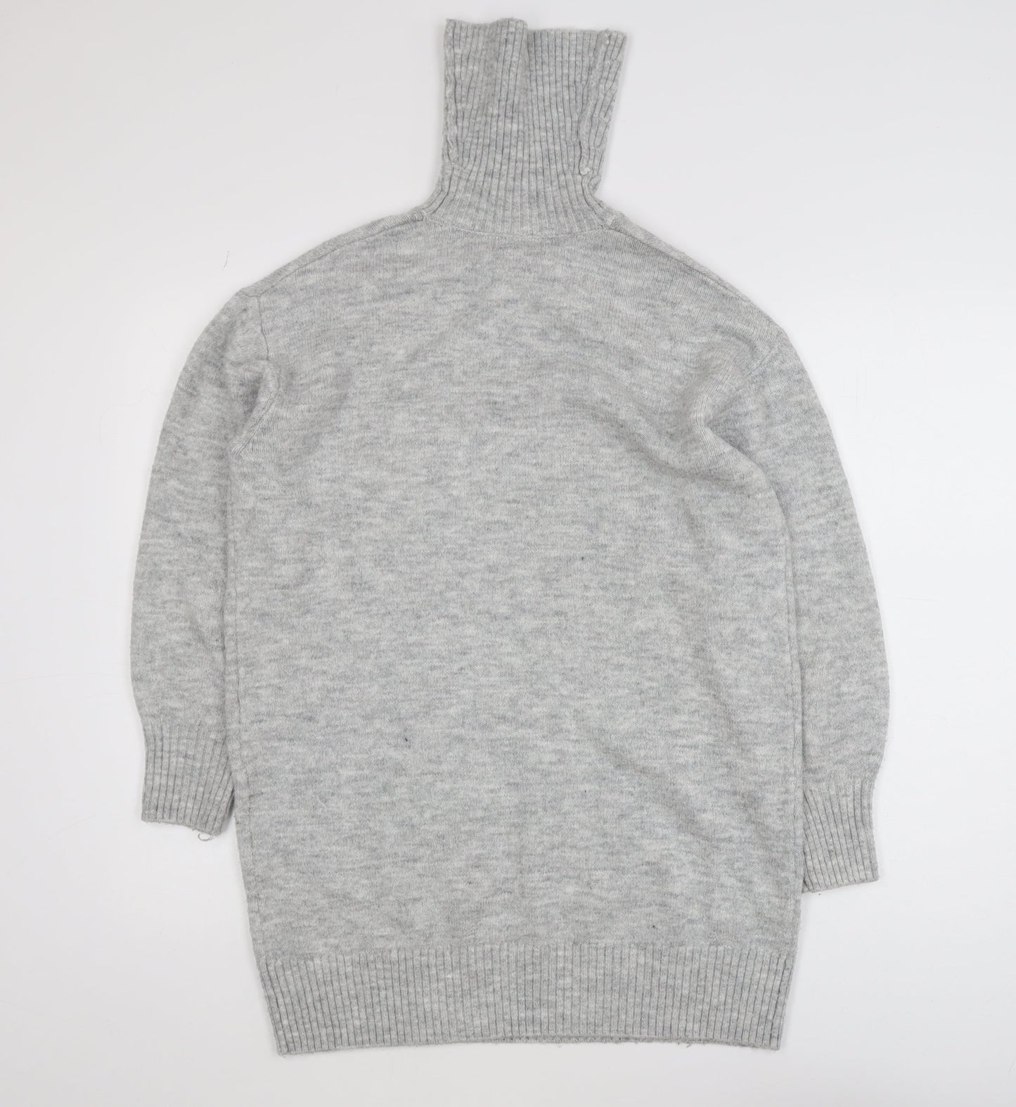 MNG Women's Grey Roll Neck Long Sleeve Knit Jumper XS