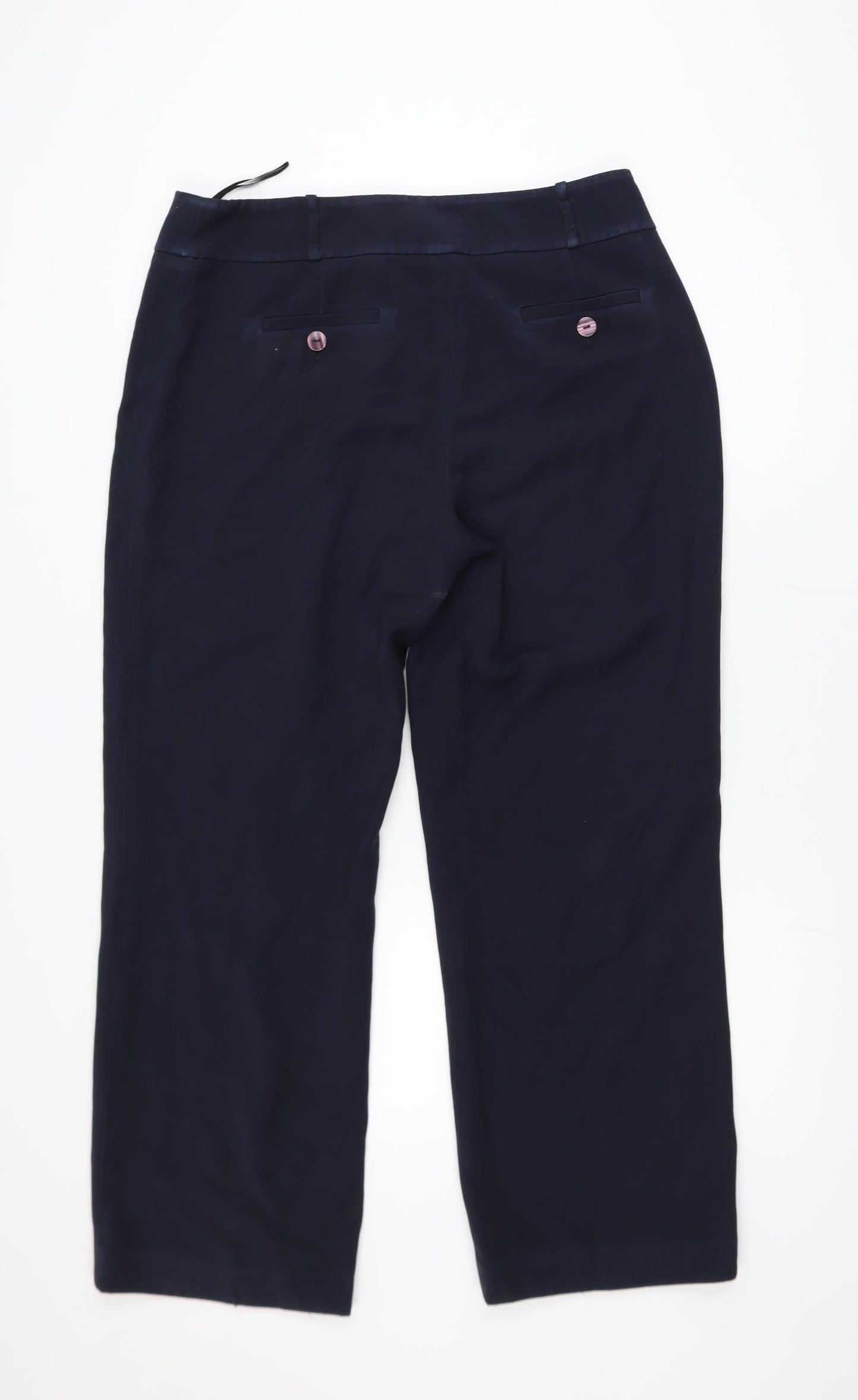 CC Womens Navy Blue Size 14 Straight Leg Trousers Polyester Blend