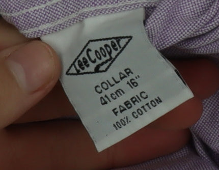 Lee Cooper Men's Purple 16 Regular Fit Cotton Button-Up Shirt