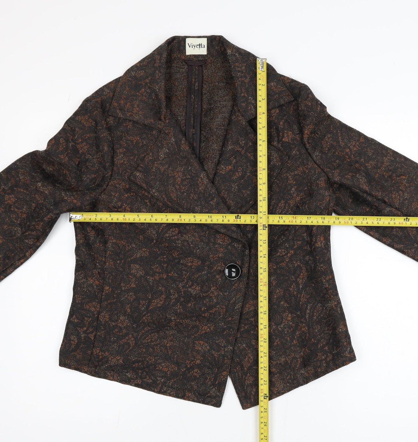 Viyella Women's Brown Floral Single-Breasted Blazer UK 12