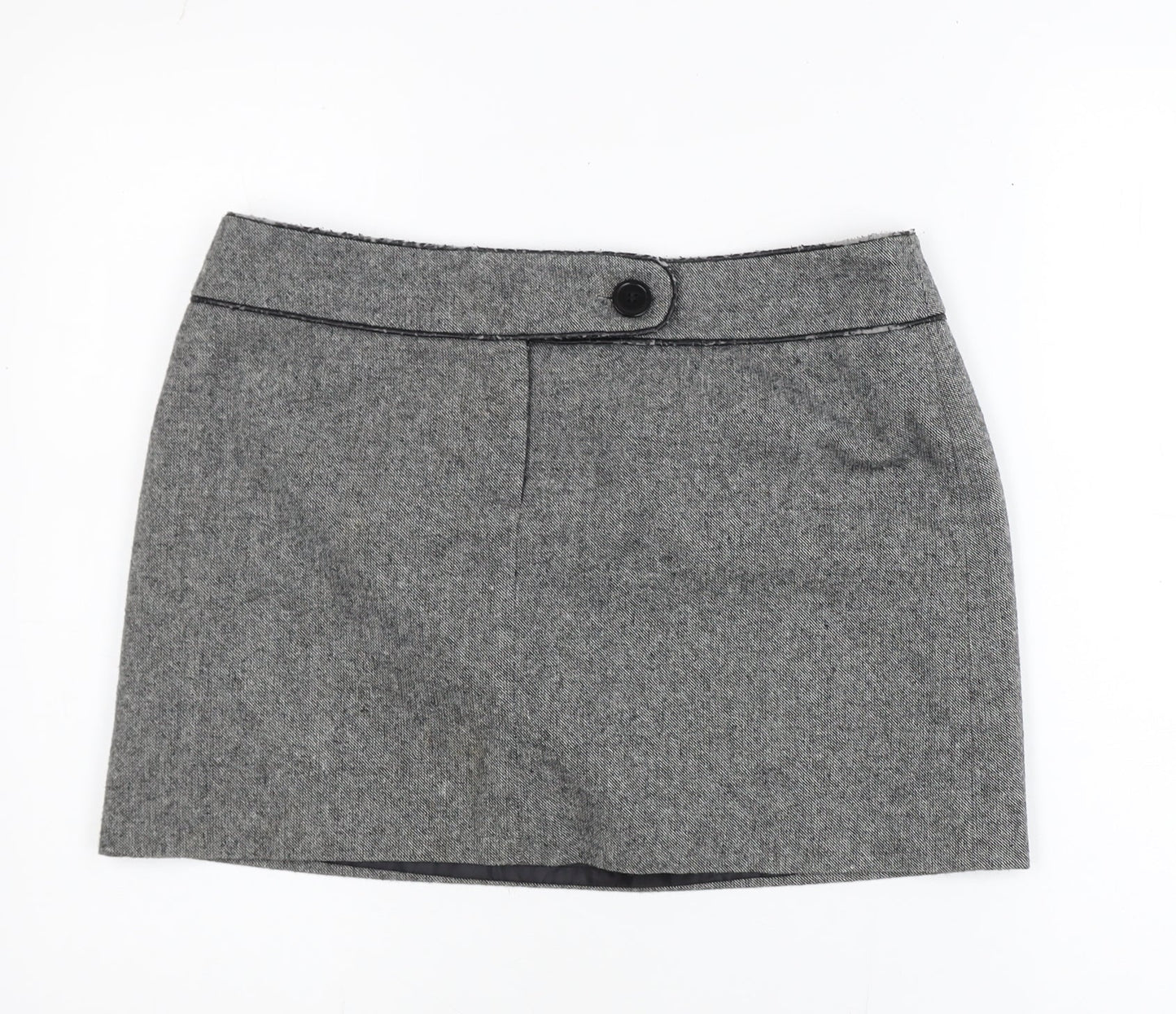 Dorothy Perkins Women's Grey Wool Blend Short Pencil Skirt Size 14