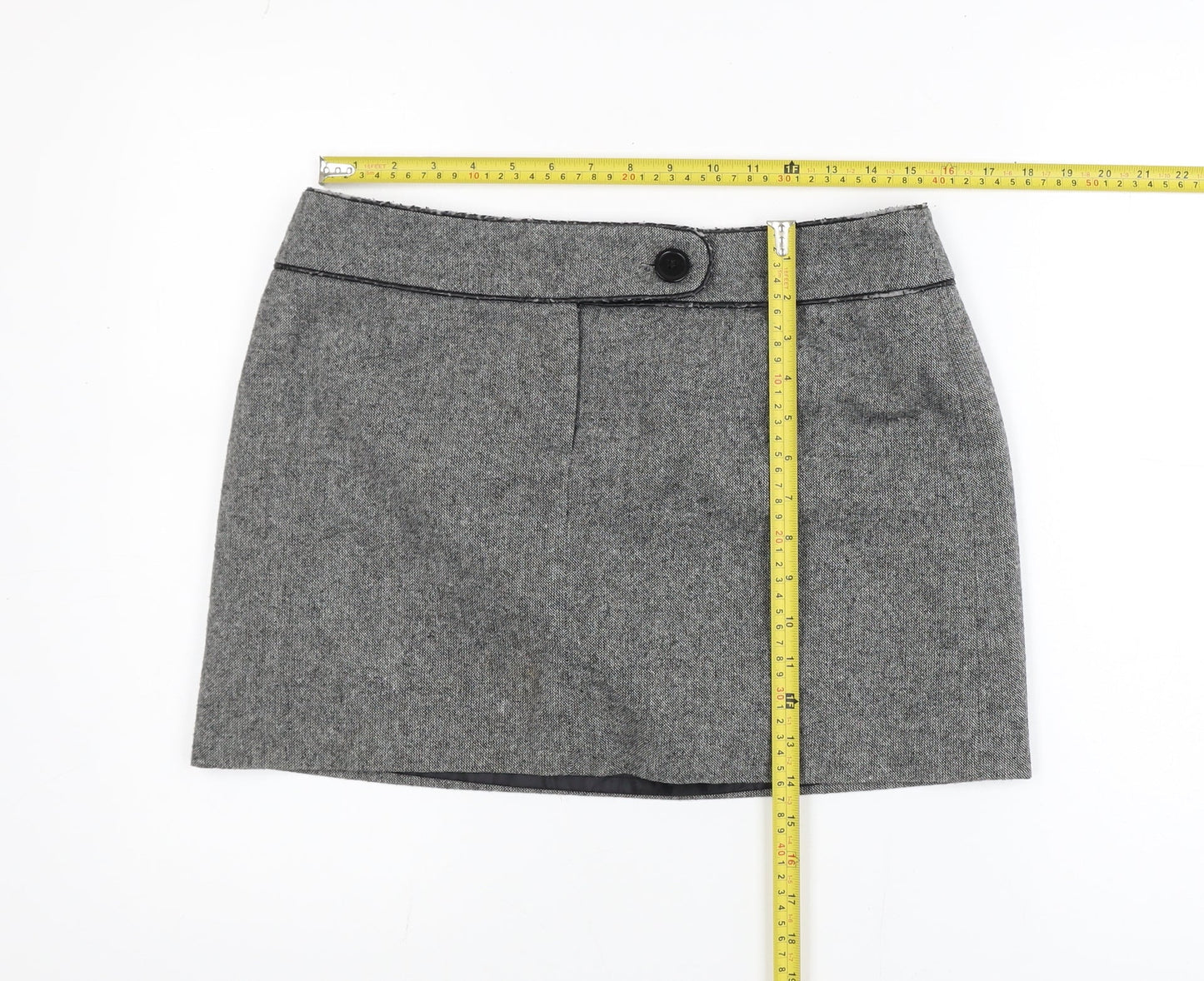 Dorothy Perkins Women's Grey Wool Blend Short Pencil Skirt Size 14