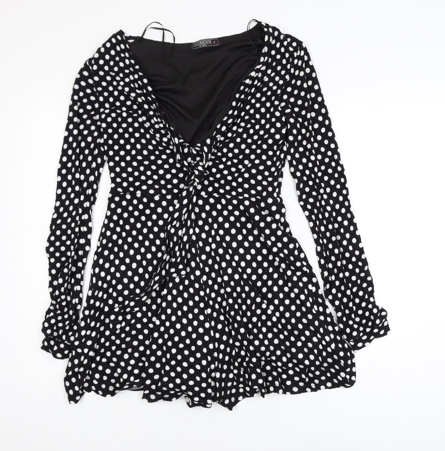 Clockhouse Women Black Polka Dot Fit & Flare Dress Size 12