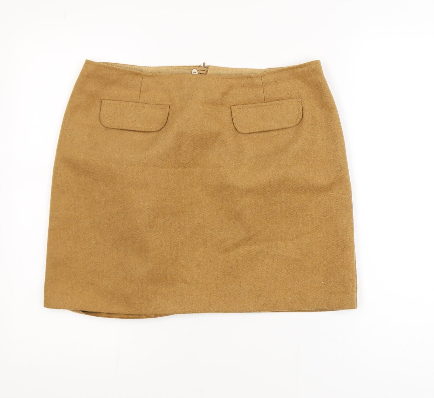 Papaya Women Beige Size 12 Straight Wool Blend Mini Skirt