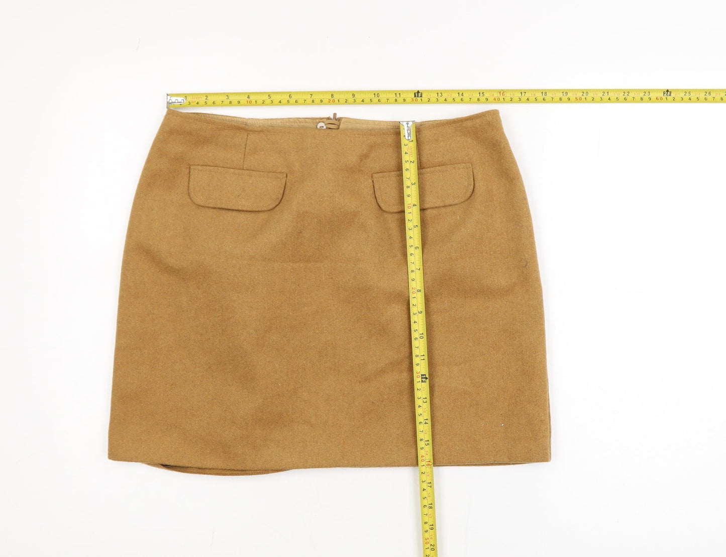 Papaya Women Beige Size 12 Straight Wool Blend Mini Skirt