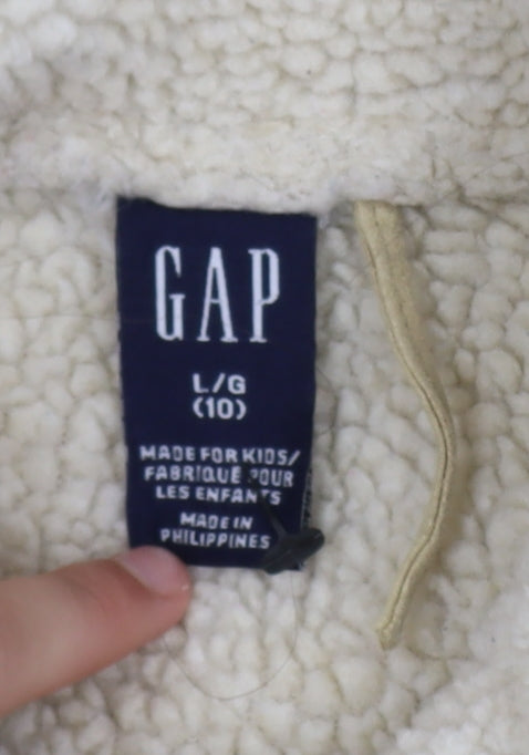 GAP Girls Beige Faux Suede Pea Coat Lined Double-Breasted Size 10 Years