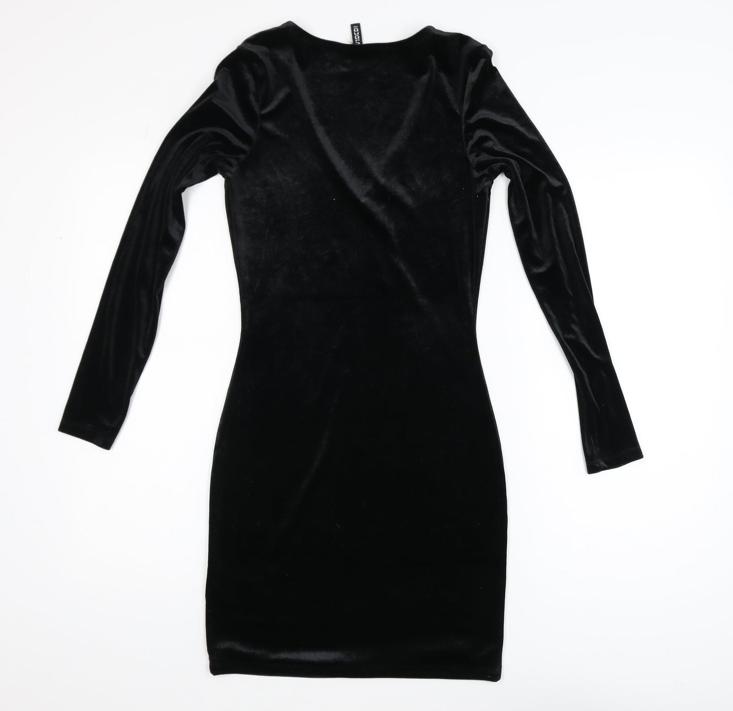 H&M Divided Women’s Black Velvet Bodycon Dress Size 8 Long Sleeve