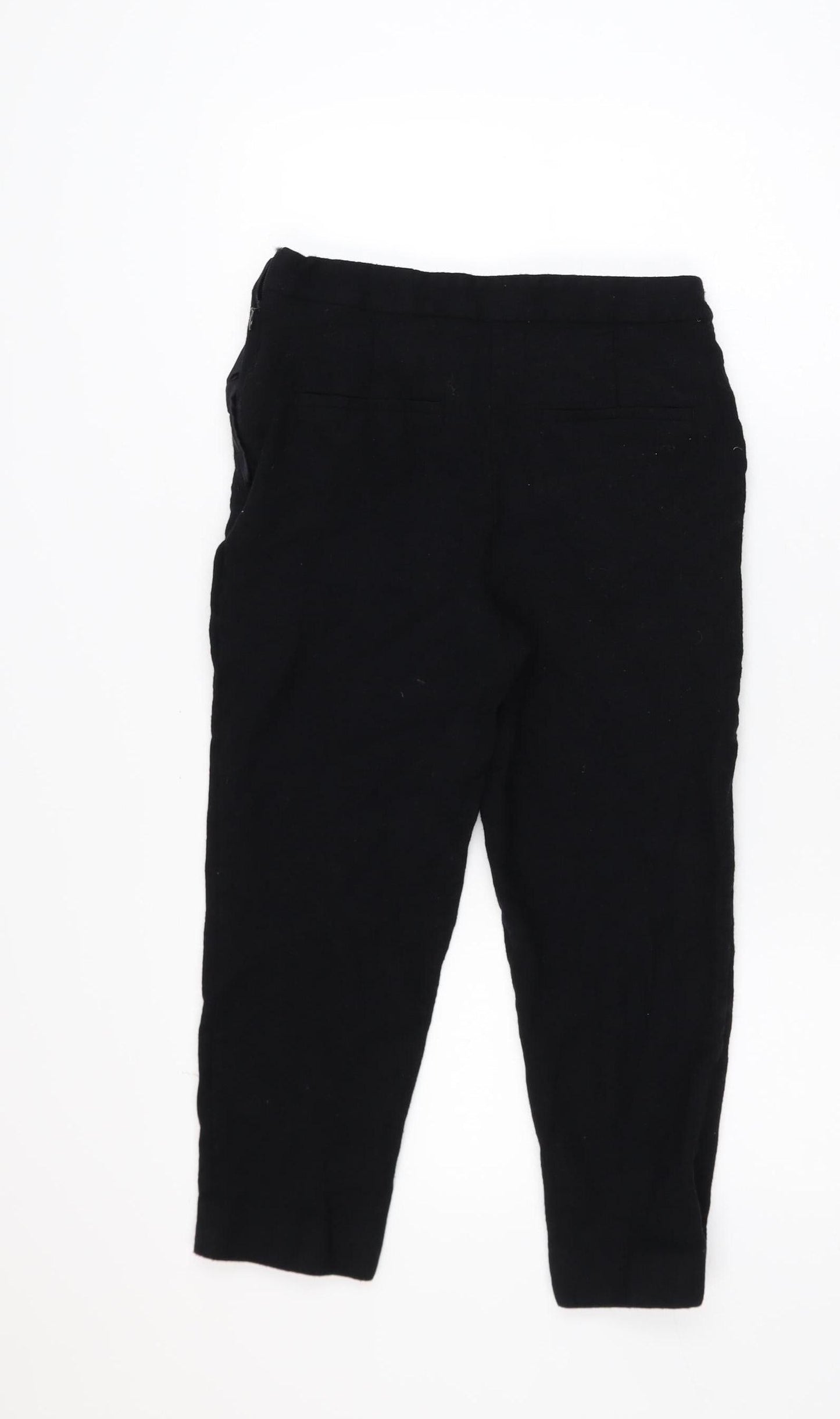 Jaeger Women’s Black Wool Blend Cropped Tapered Trousers Size 10