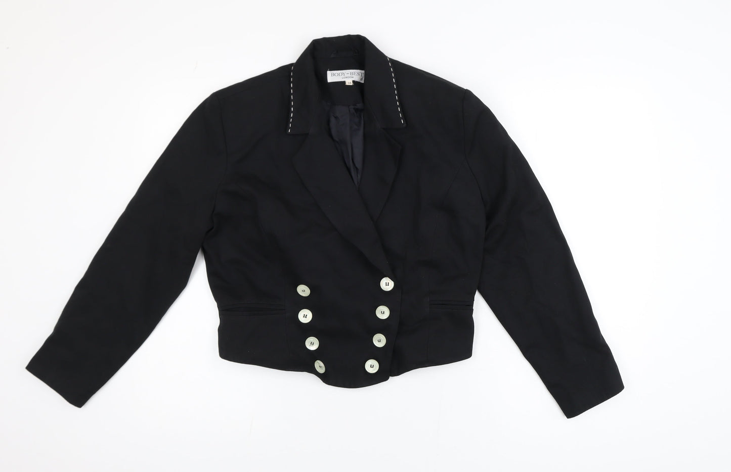 Body-Best London Women's Black Double-Breasted Blazer Size 14