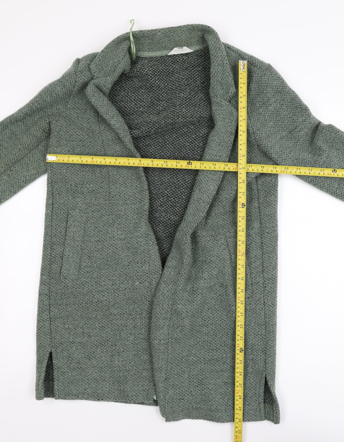Principles Women’s Green Knit Mid-Length Open Coatigan Size 12