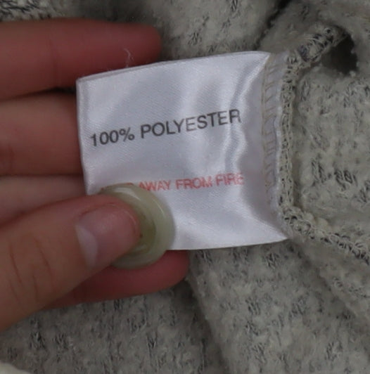 EWM Womens Beige Fleece Mid-Length Button Jacket Size 14