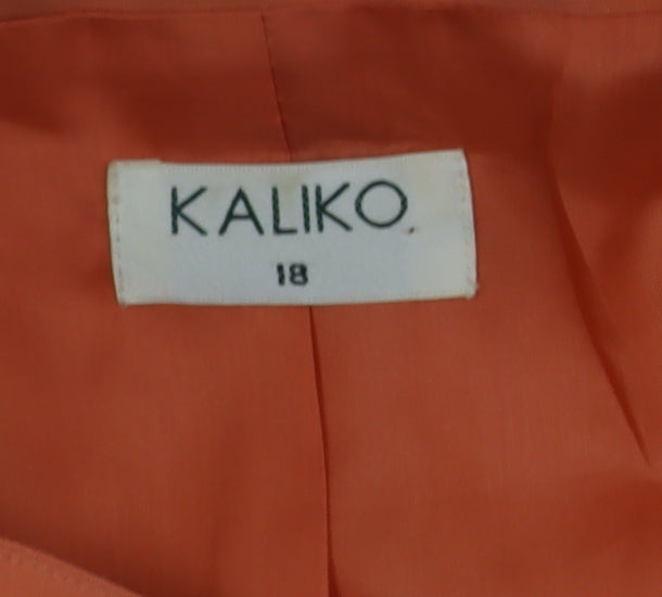 Kaliko Women's Orange Silk Linen Blazer Jacket UK 18 Lined Bow Detail