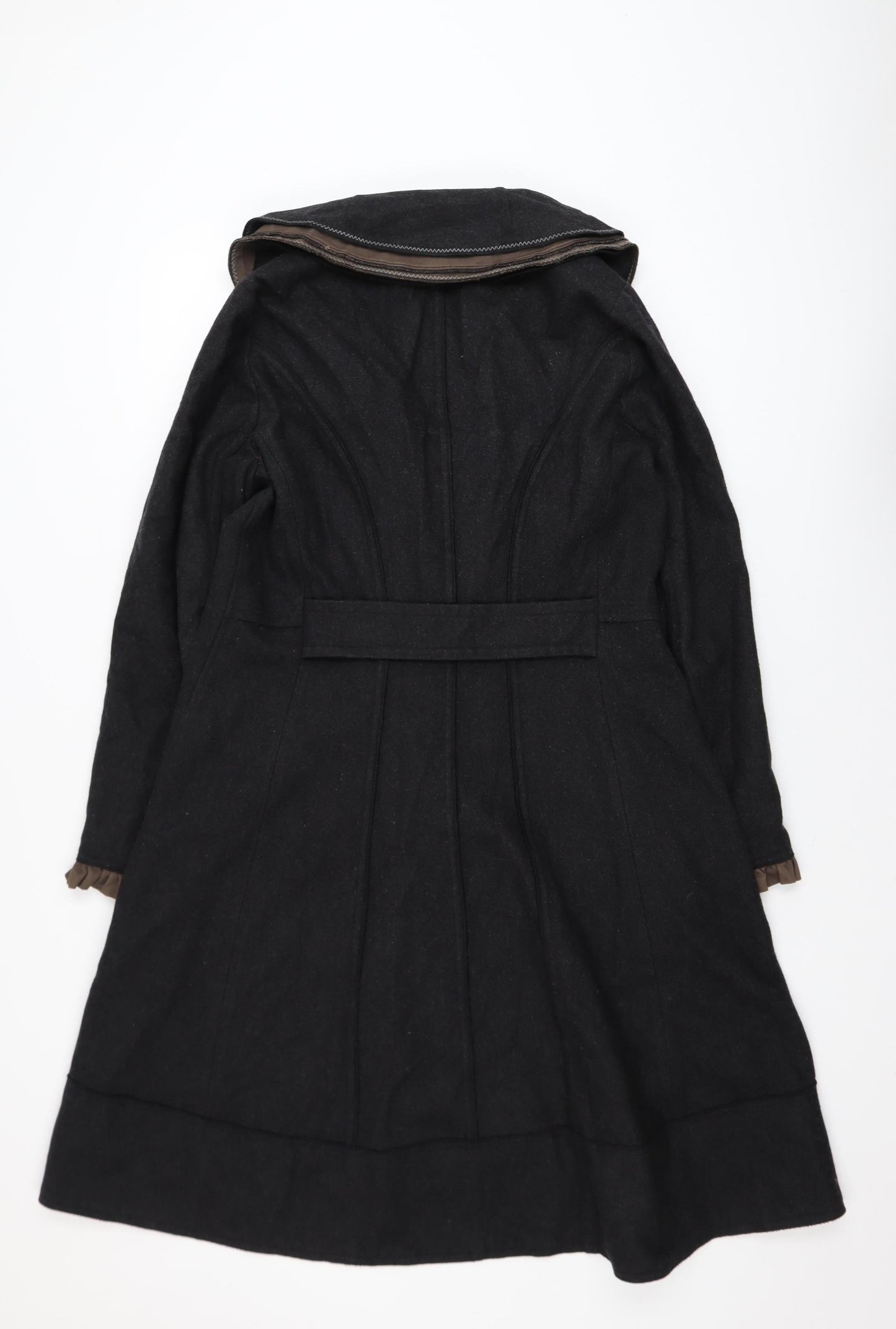 Joe Browns Women's Black Wool Blend Long Button Coat Size 12
