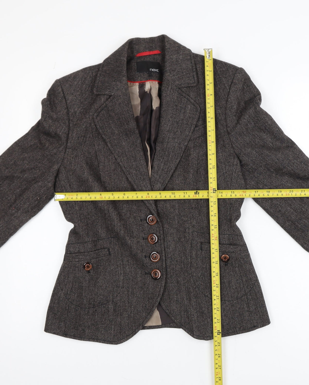 Next Women Brown Wool Blend Single-Breasted Suit Jacket Size 10