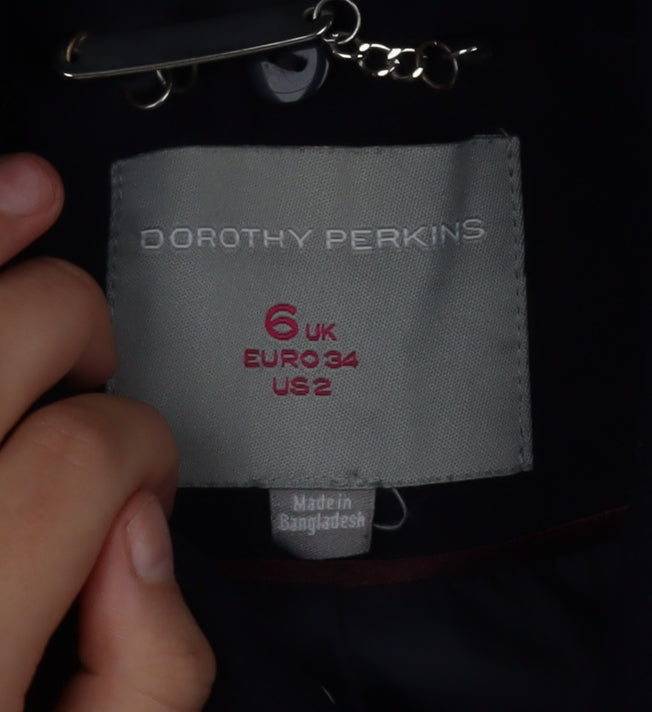 Dorothy Perkins Girls Blue Double-Breasted Pea Coat Size 6