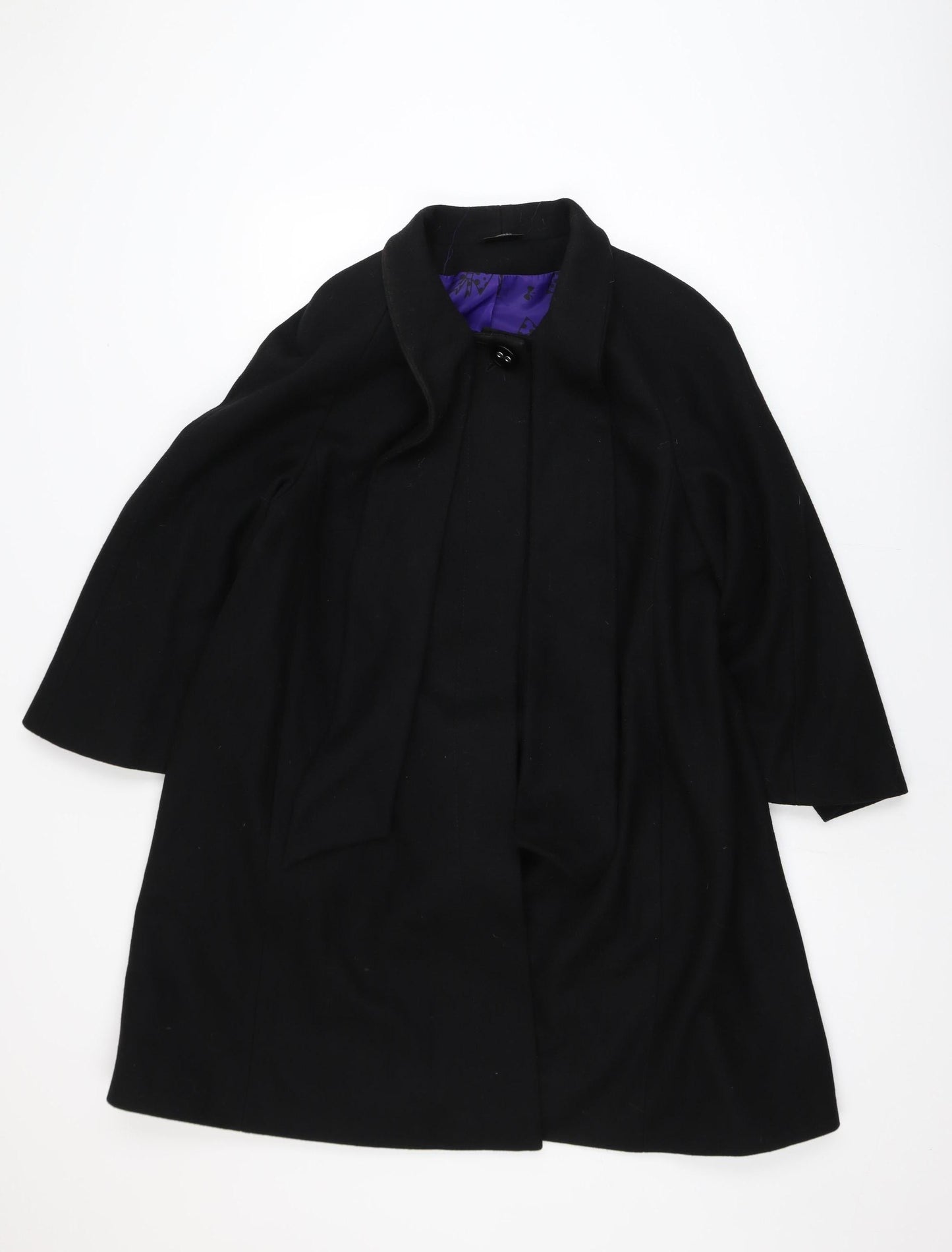 Marks and Spencer Women's Black Wool Blend Mid-Length Coat UK 16