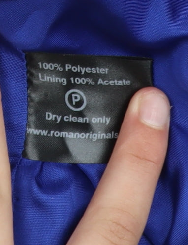 Roman Women’s Blue Cropped Blazer Size 12 Single Breasted