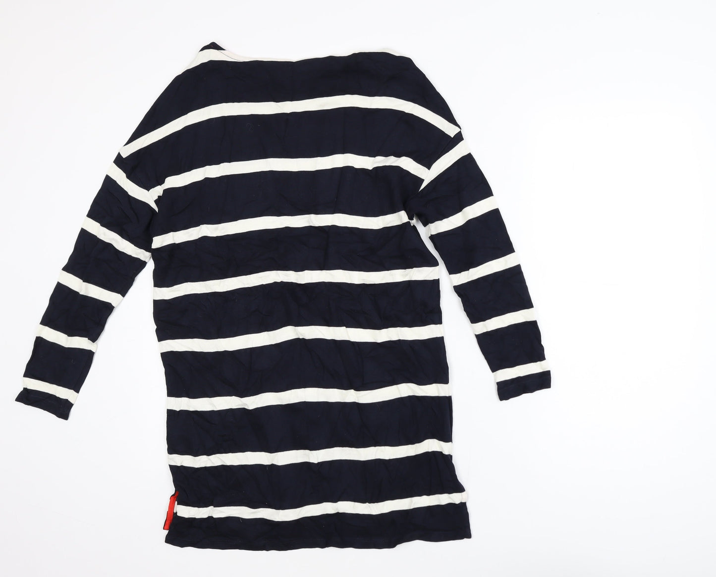 F&F Women Navy Striped Long Sleeve Tunic Top Size 8 Viscose Blend