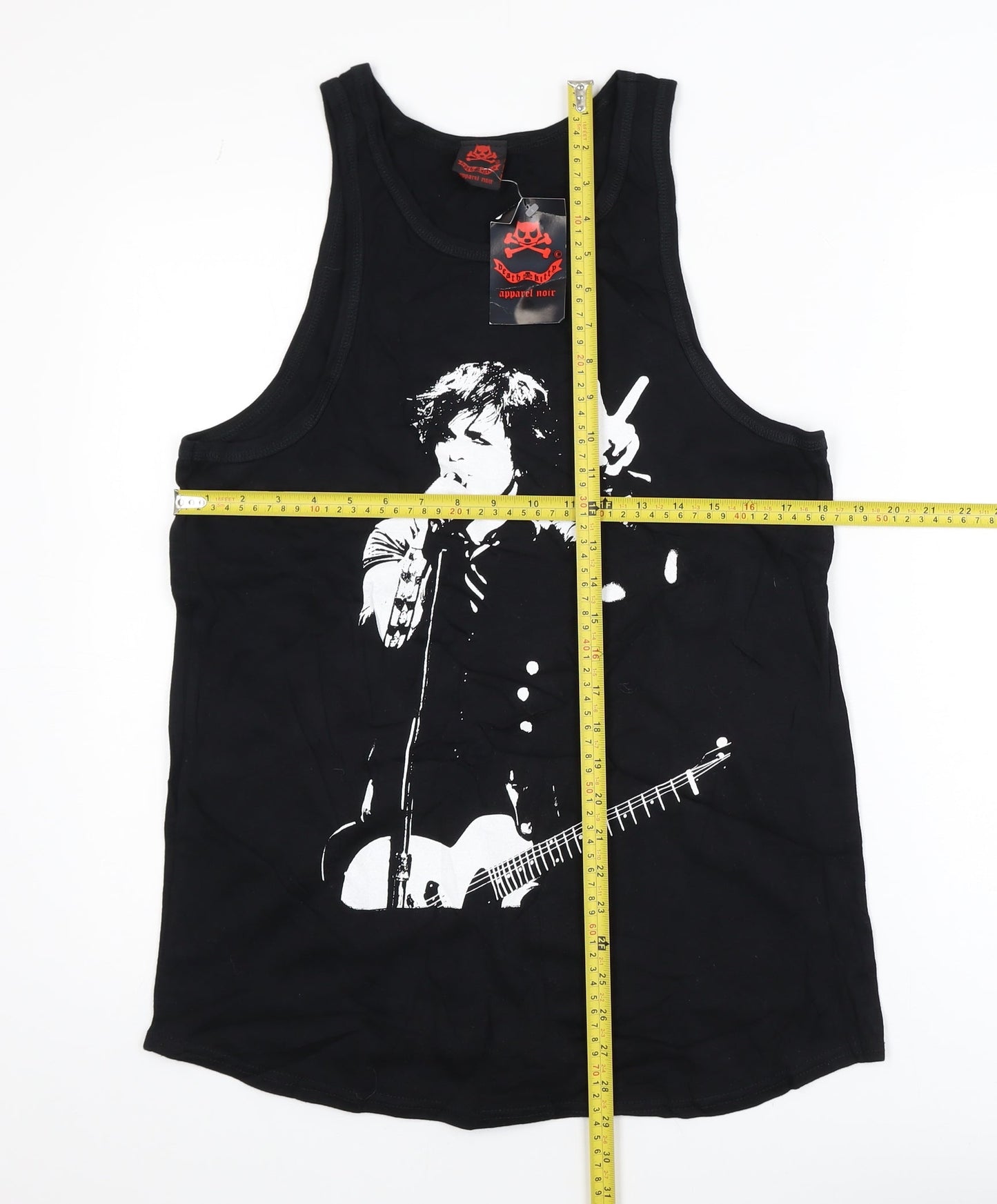 Death Kitty Men's Black Cotton Rock Graphic Tank Top Size S