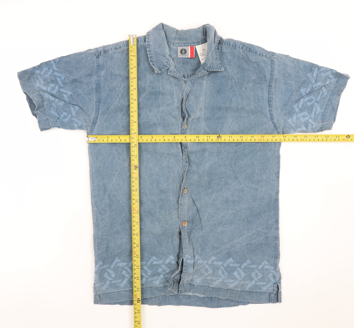 Arizona Jean Co. Men's Blue Dragon Print Short Sleeve Button-Up Shirt M
