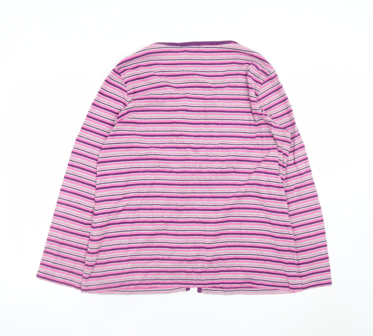 Bm Women’s Multicoloured Striped V-Neck Long Sleeve Button-Up Top Size L