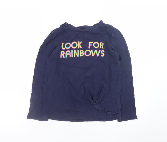 GAP Kids Girls Navy Long Sleeve Look For Rainbows T-Shirt Size M Supersoft