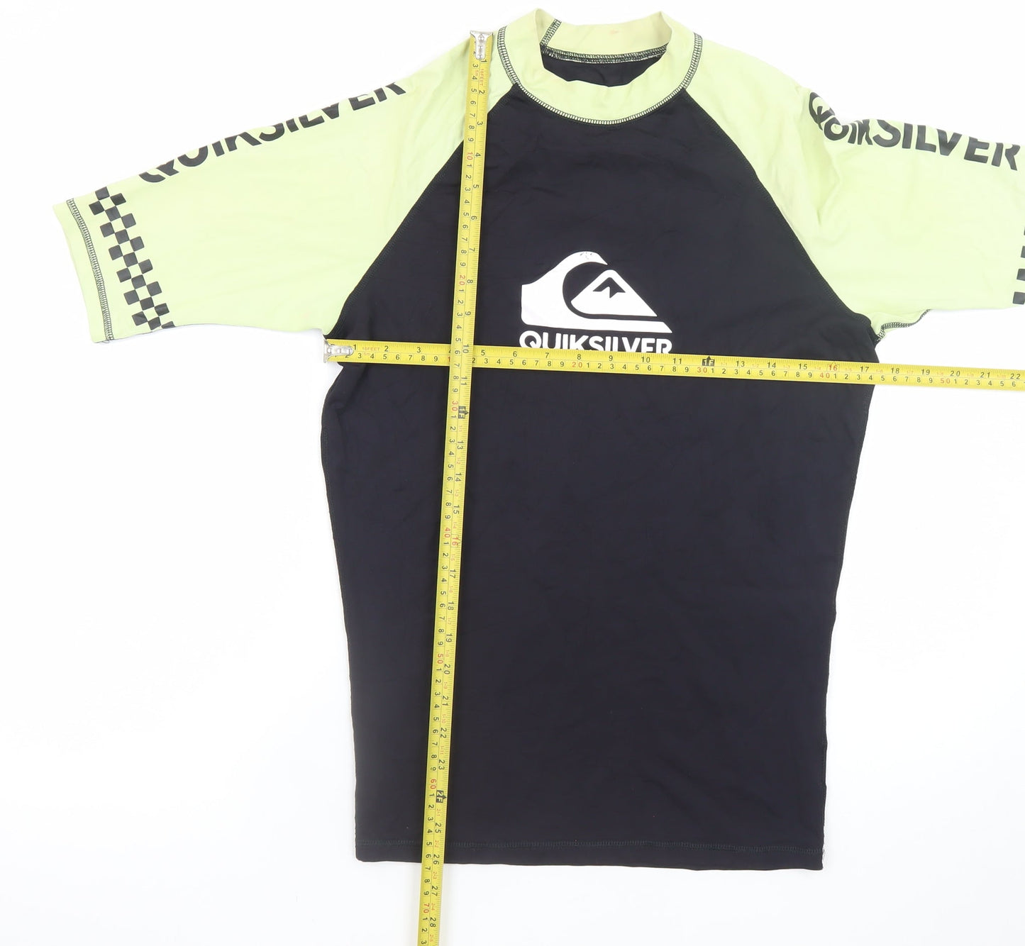 Quiksilver Men's Black Lime Short Sleeve Rash Guard T-Shirt L