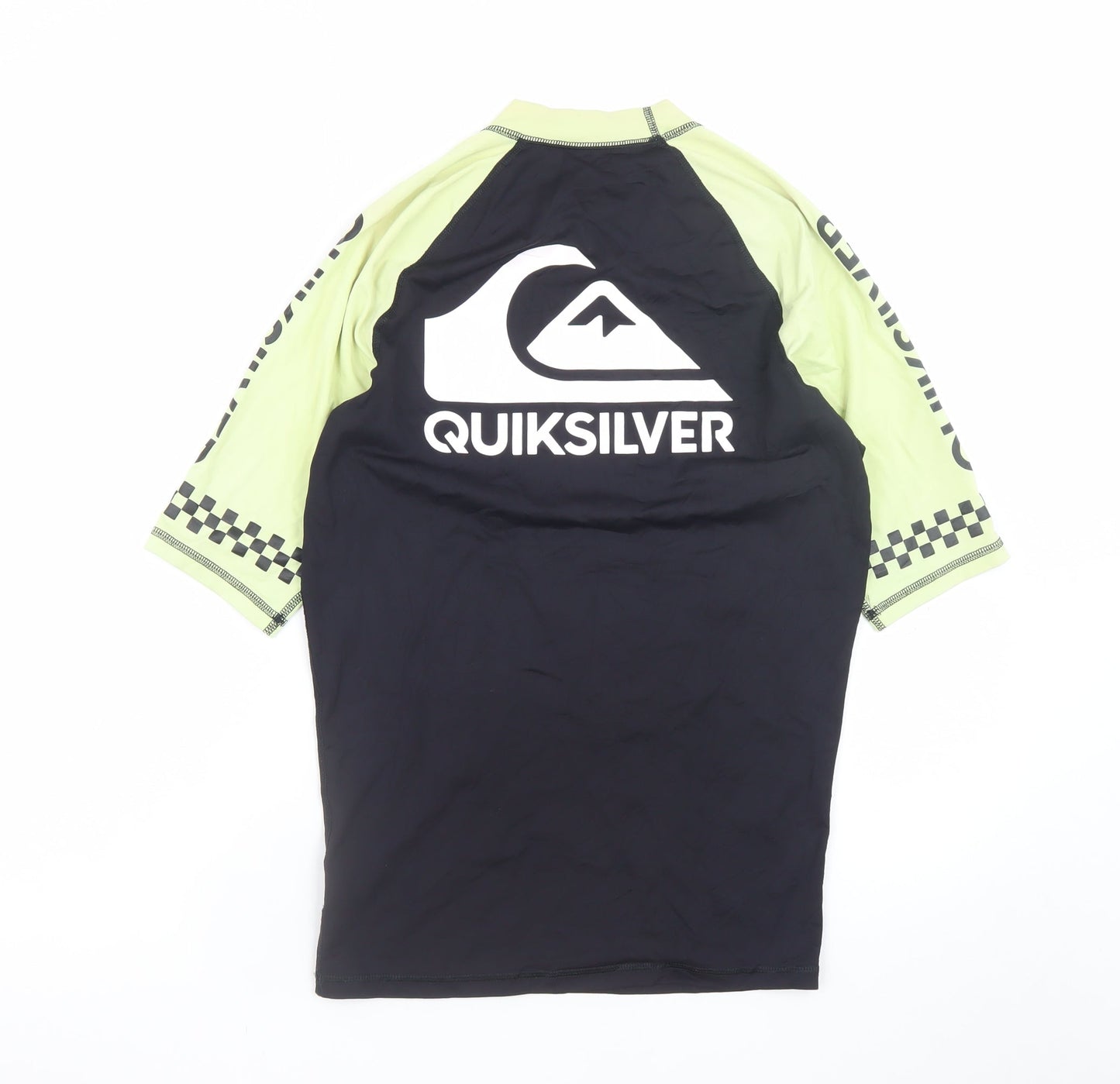Quiksilver Men's Black Lime Short Sleeve Rash Guard T-Shirt L