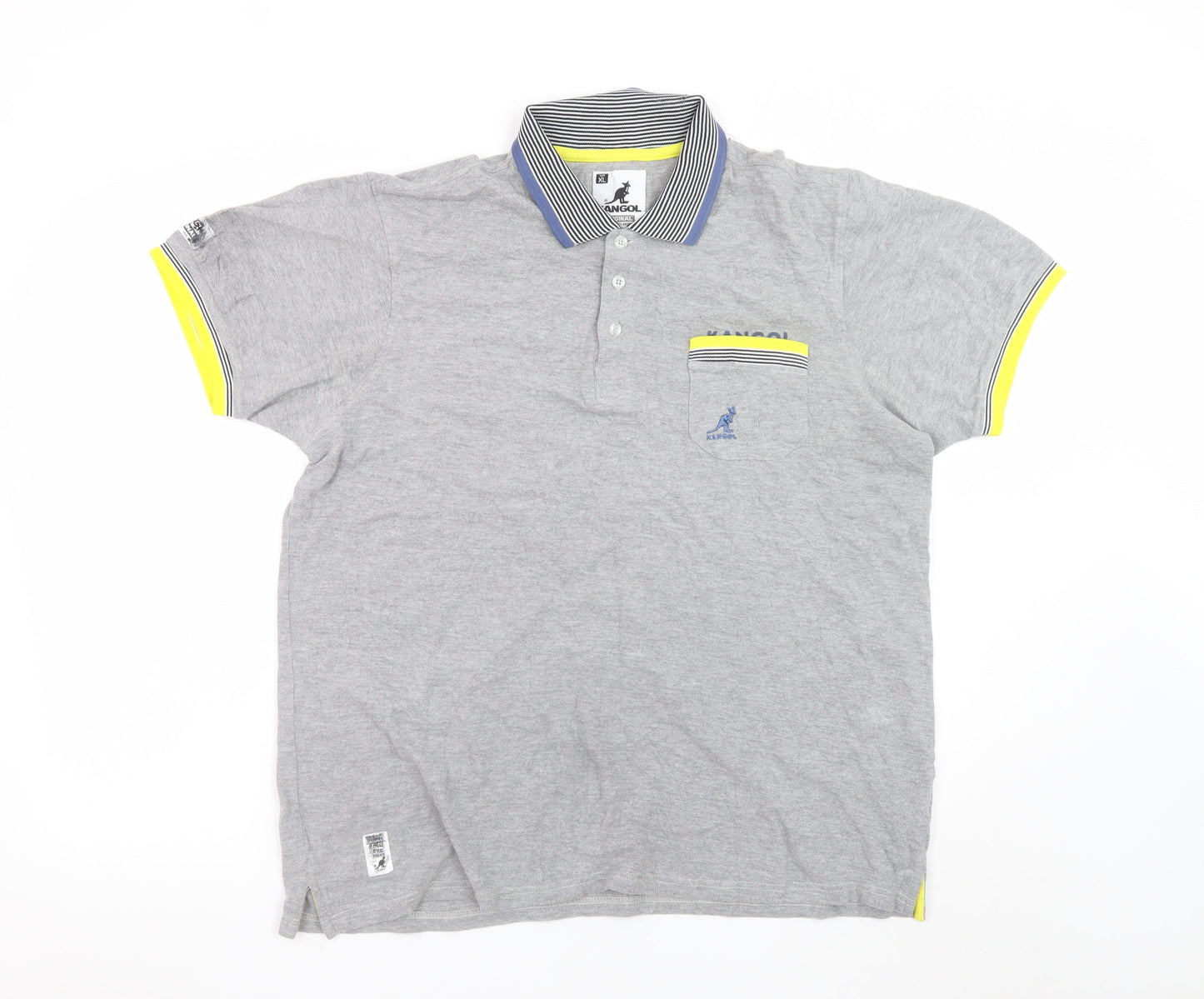 Kangol Men's Grey XL Collared Short Sleeve Cotton Polo Shirt