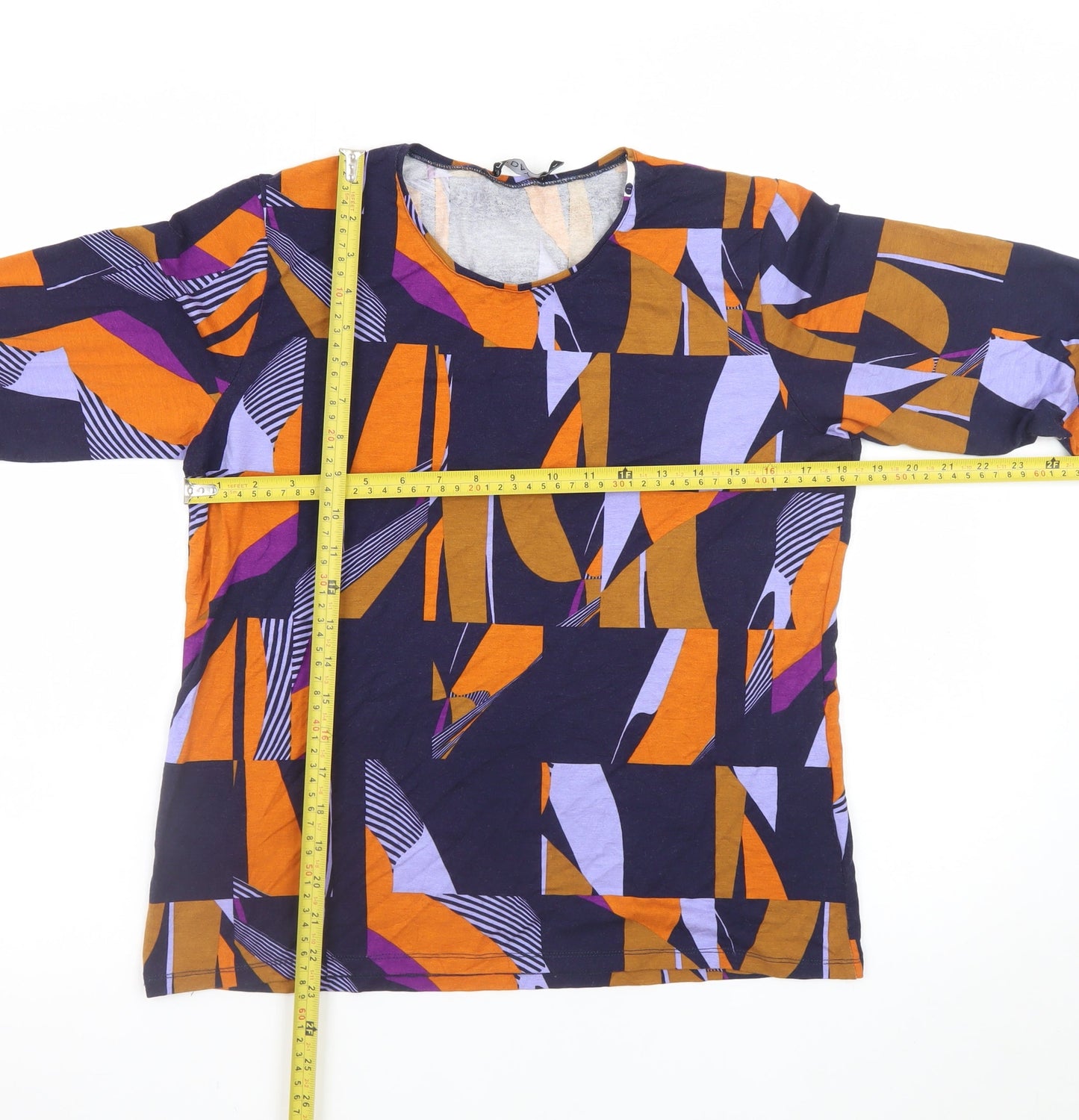 Sunday Women's Multicoloured Geometric Long Sleeve Viscose Jersey Blouse Size L