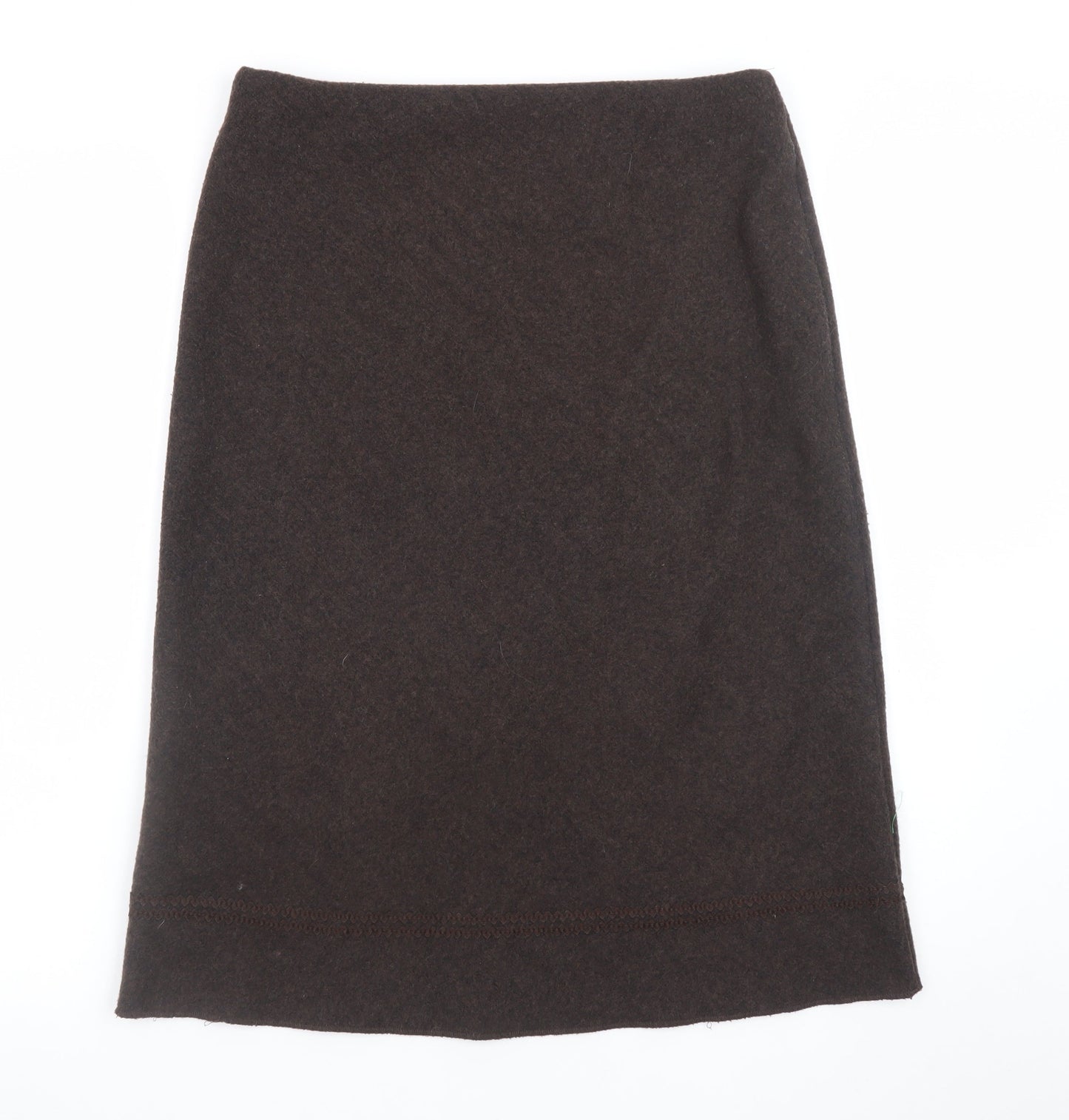 Marks and Spencer Women Brown Wool Blend Knee Length Pencil Skirt Size 12