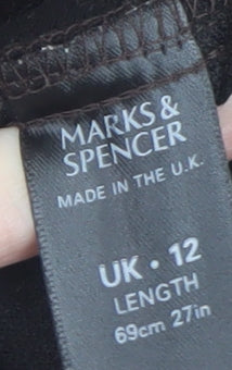 Marks and Spencer Women Brown Wool Blend Knee Length Pencil Skirt Size 12