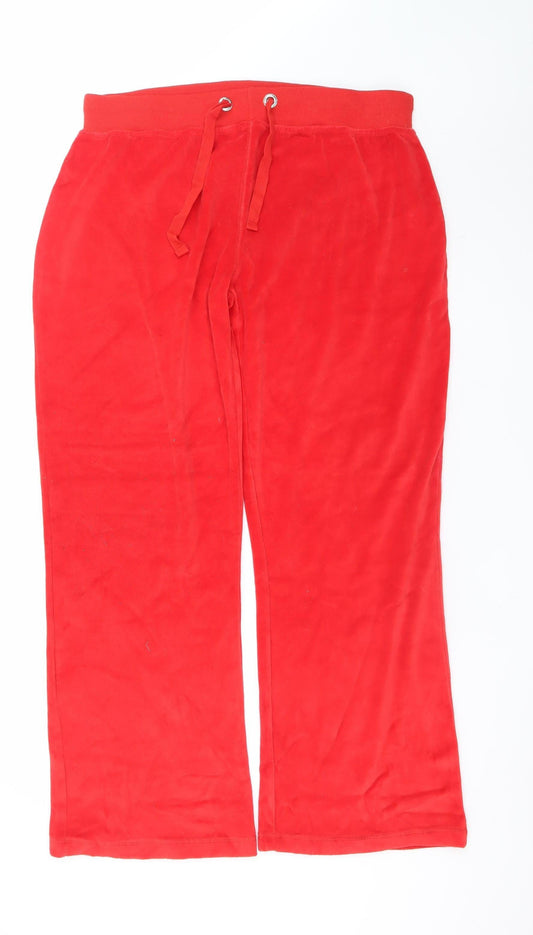Boogy London Womens Red 4XL Velour Sweatpants with Drawstring Waist