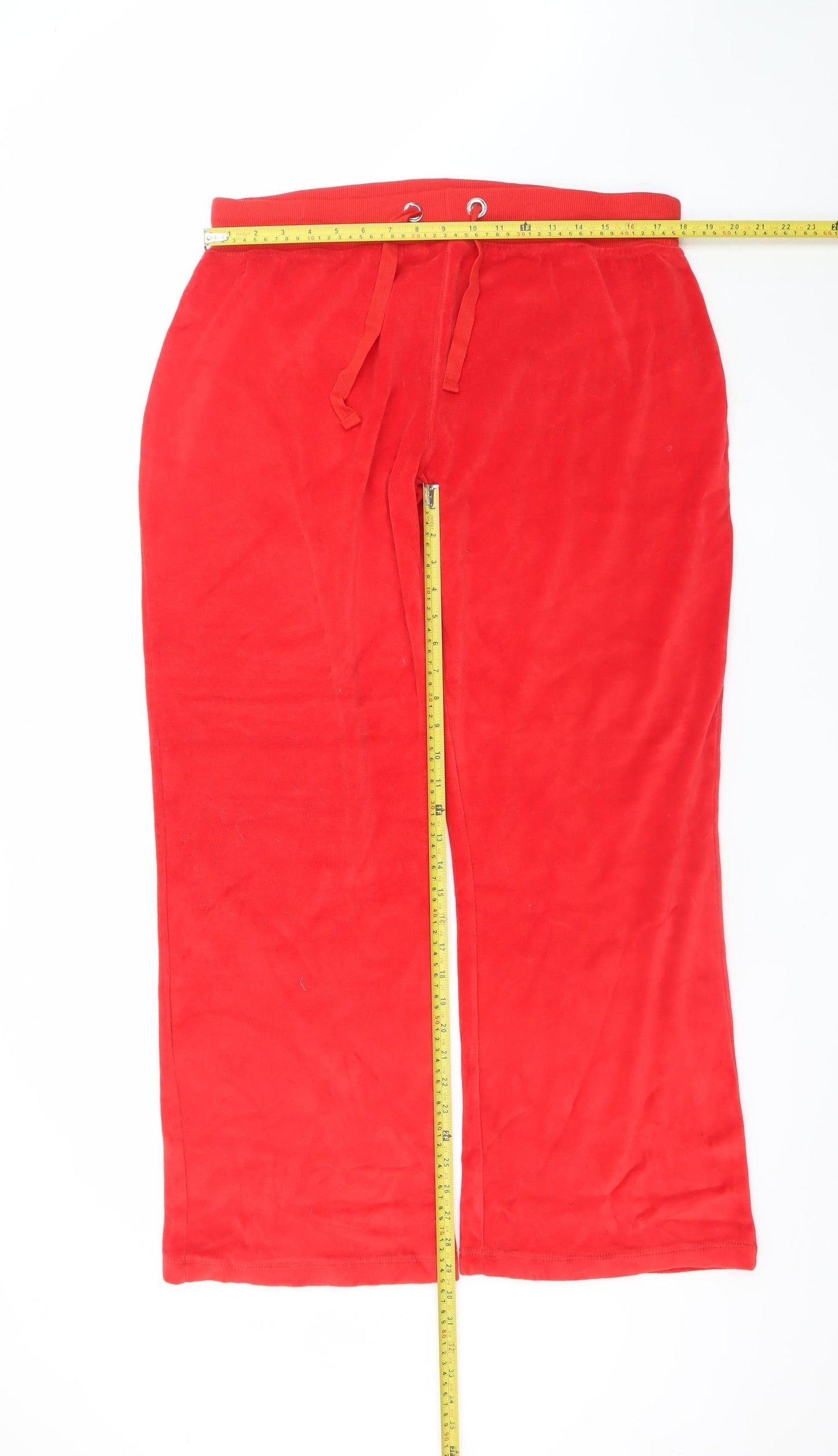Boogy London Womens Red 4XL Velour Sweatpants with Drawstring Waist
