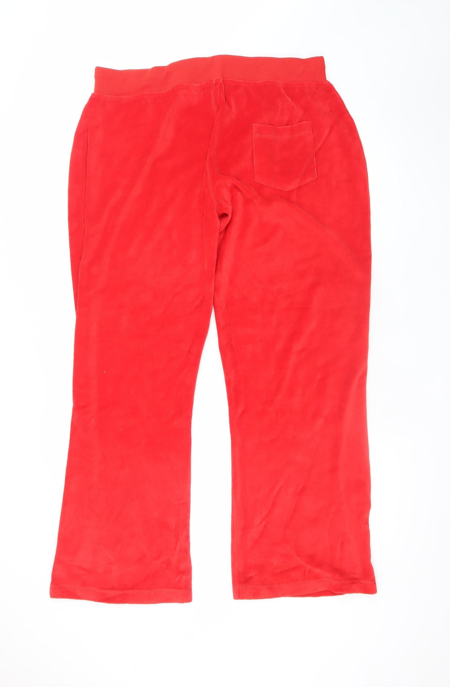 Boogy London Womens Red 4XL Velour Sweatpants with Drawstring Waist