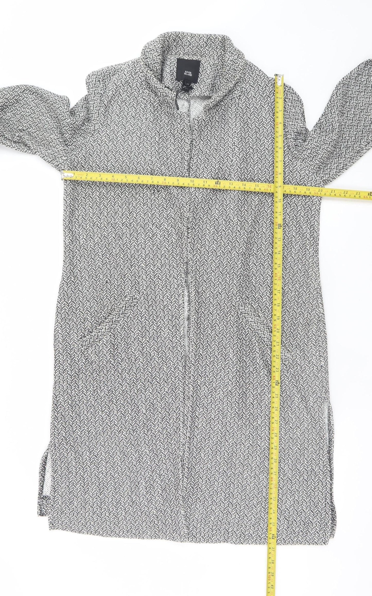 River Island Womens Grey Long Knit Coatigan Size 12 Classic Style