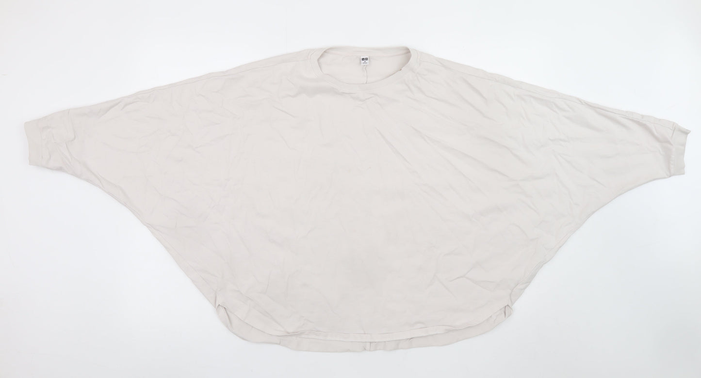 Uniqlo Women Beige Relaxed Fit Dolman Sleeve T-Shirt M