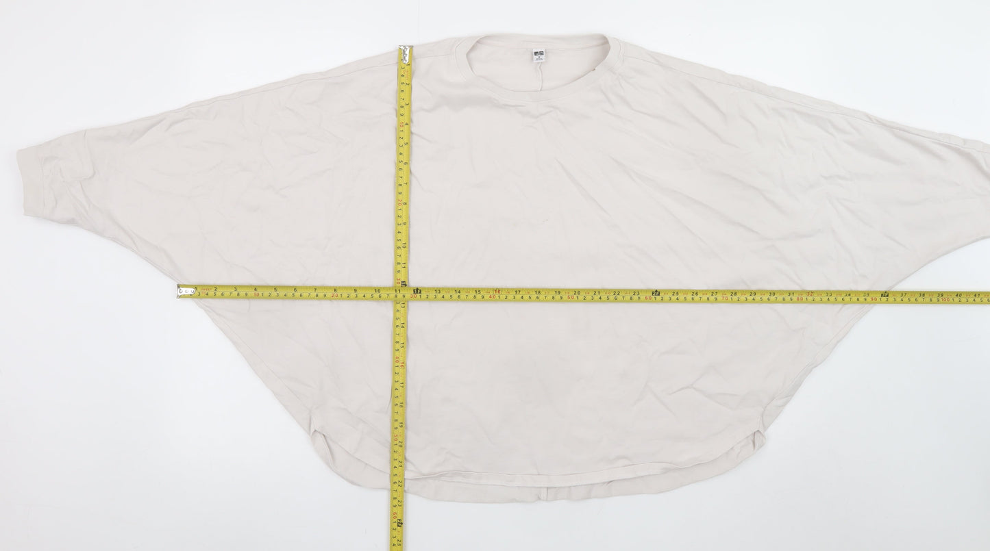 Uniqlo Women Beige Relaxed Fit Dolman Sleeve T-Shirt M