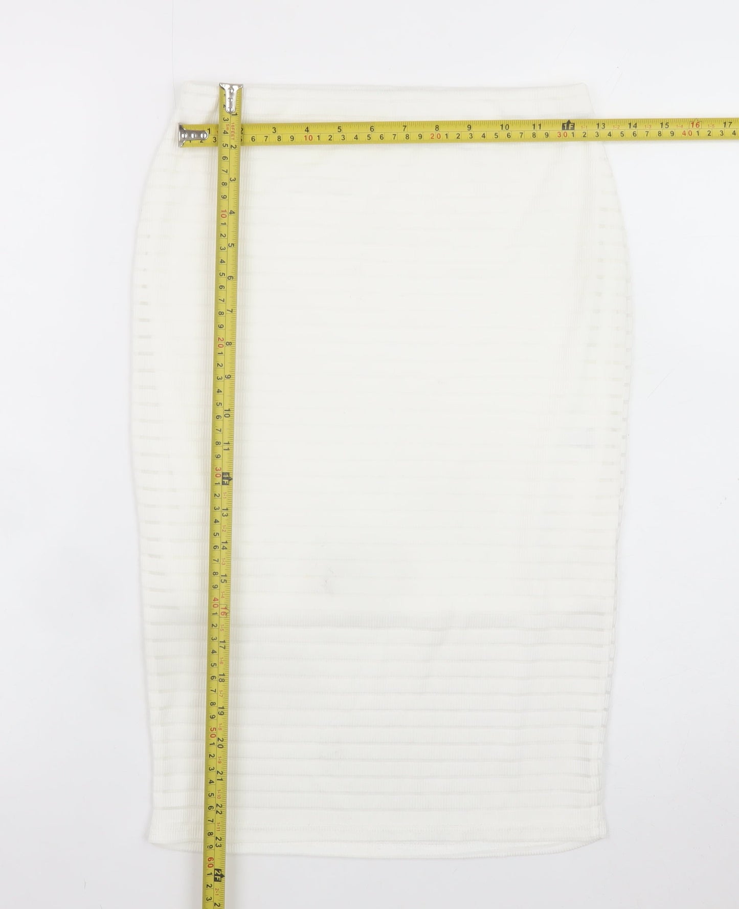 Missguided Women's White Size 10 Pencil Midi Skirt Stretch