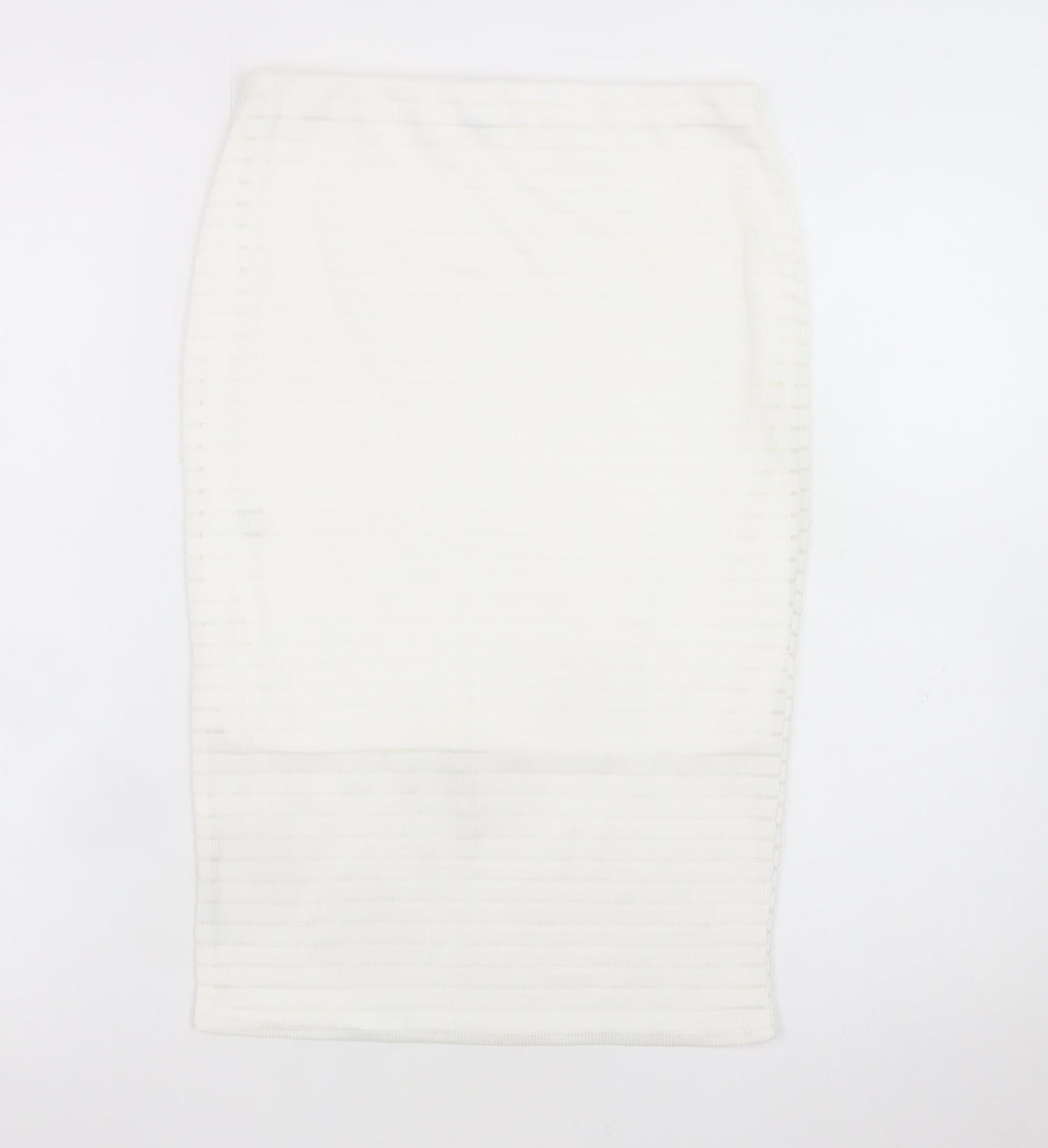 Missguided Women's White Size 10 Pencil Midi Skirt Stretch