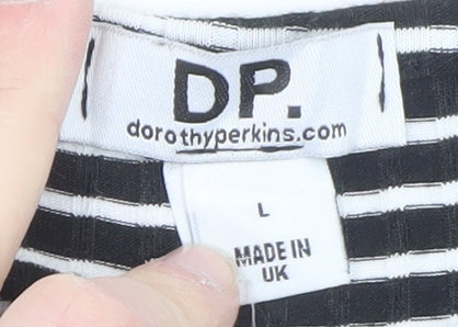 Dorothy Perkins Women’s Black Striped Long Sleeve Jersey Top Size L