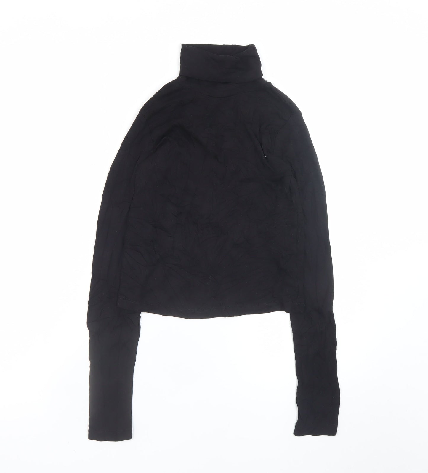 ZARA Women Black Roll Neck Long Sleeve Jersey Top Size 12