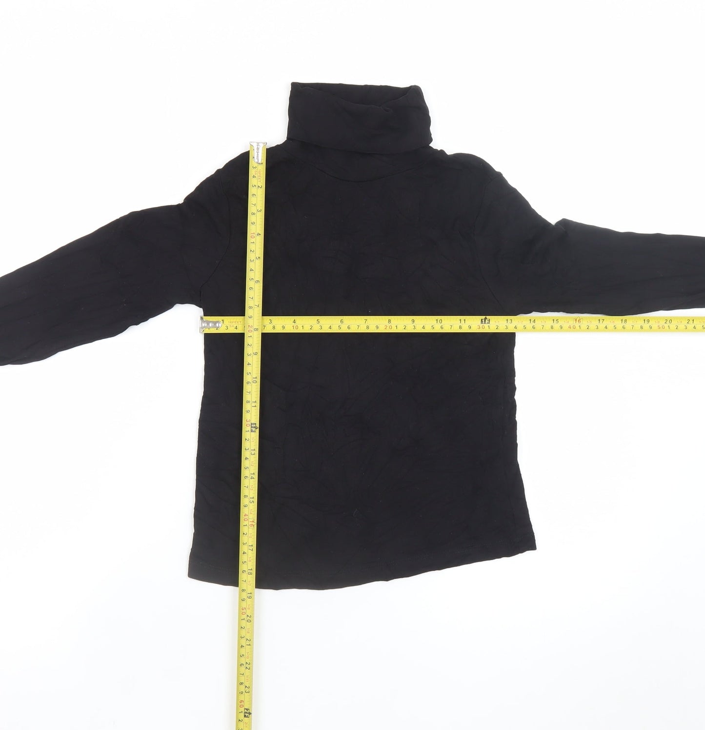 ZARA Women Black Roll Neck Long Sleeve Jersey Top Size 12